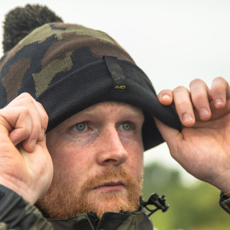 Avid Carp Black & Camo Bobble Hat 